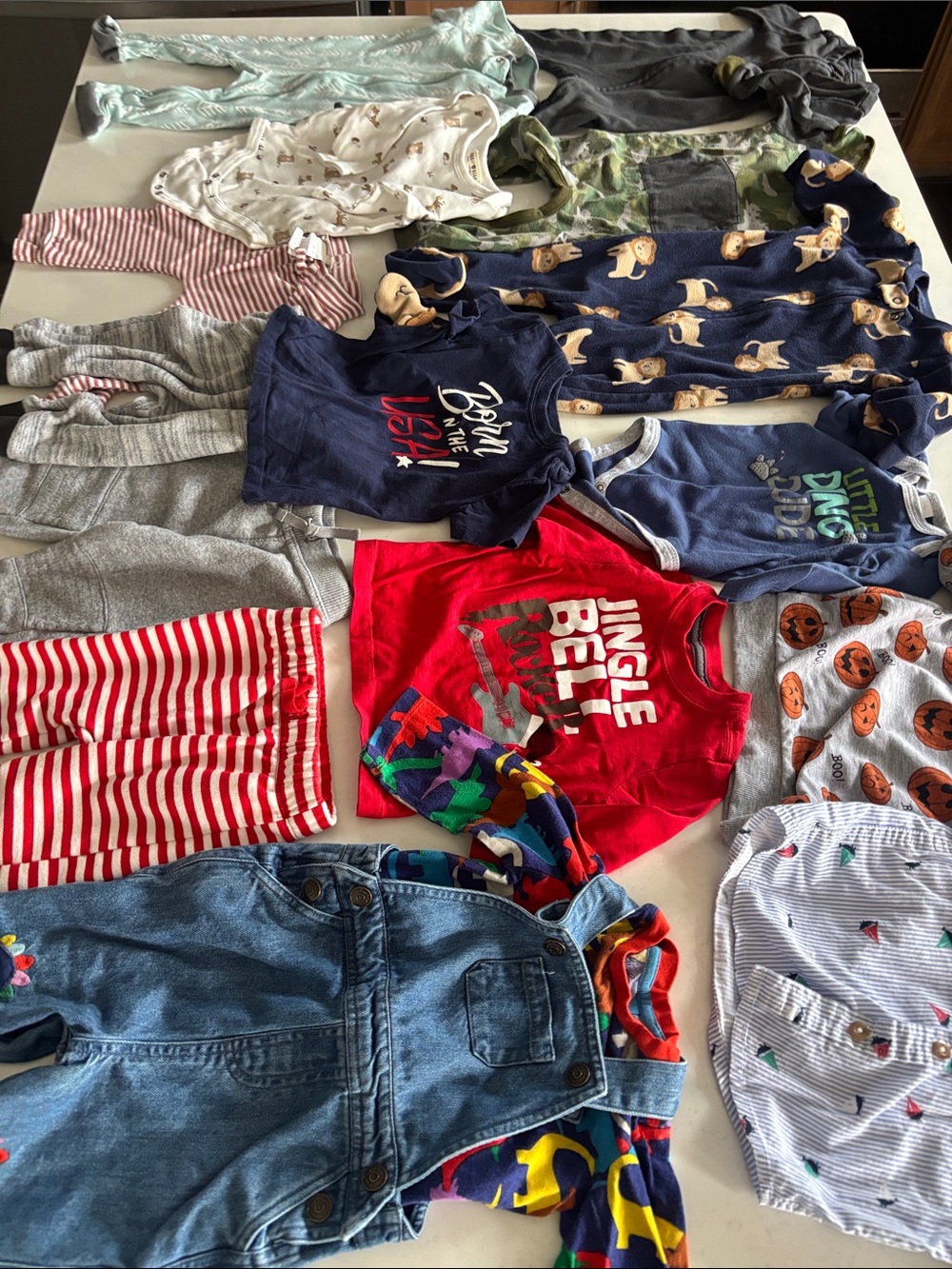 Baby Boden denim overalls with colorful dinosaurs and shirt 6-9 mo PLUS bundle